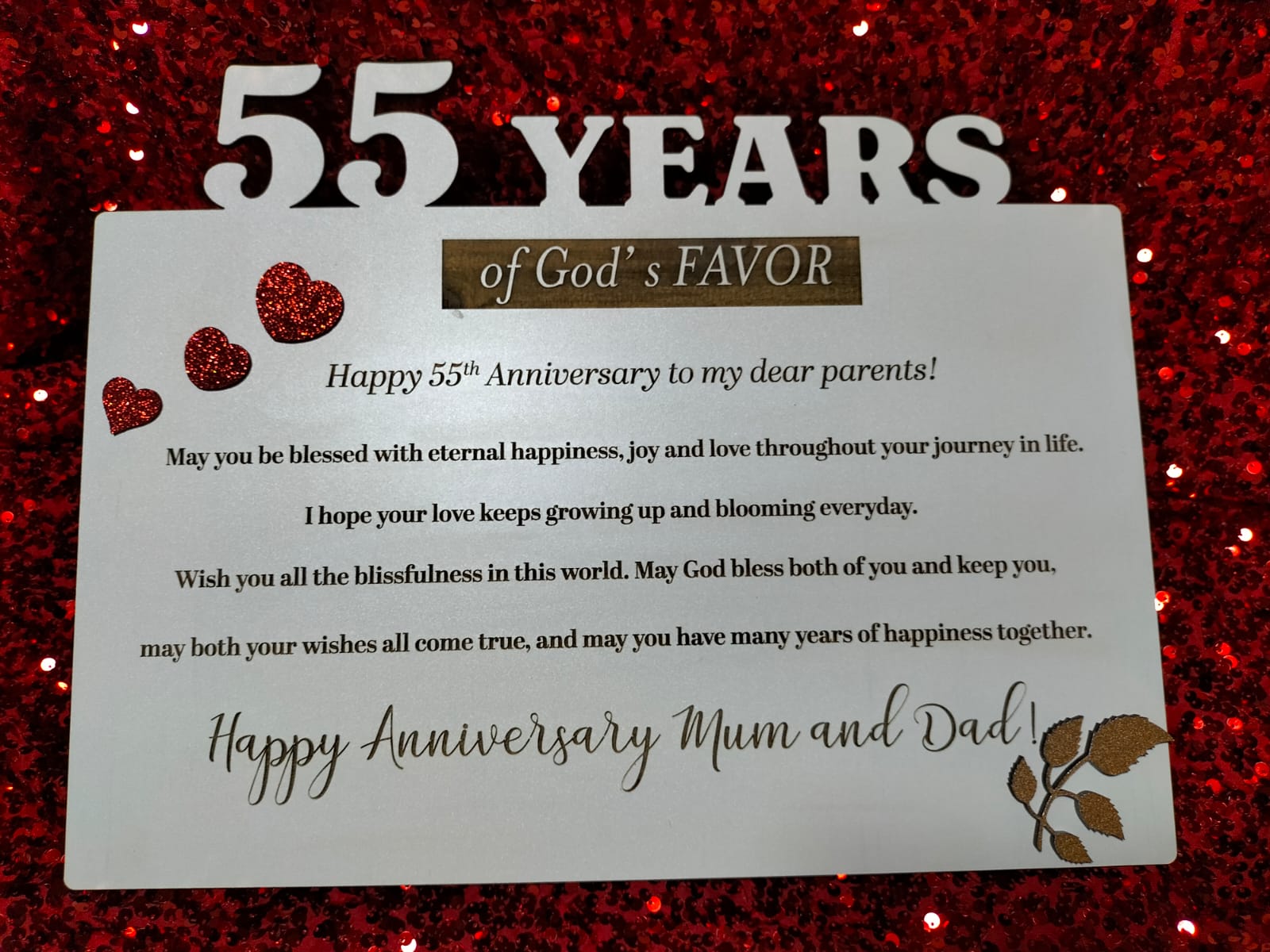 55 Years of God's Favor anniversary laser-cut card