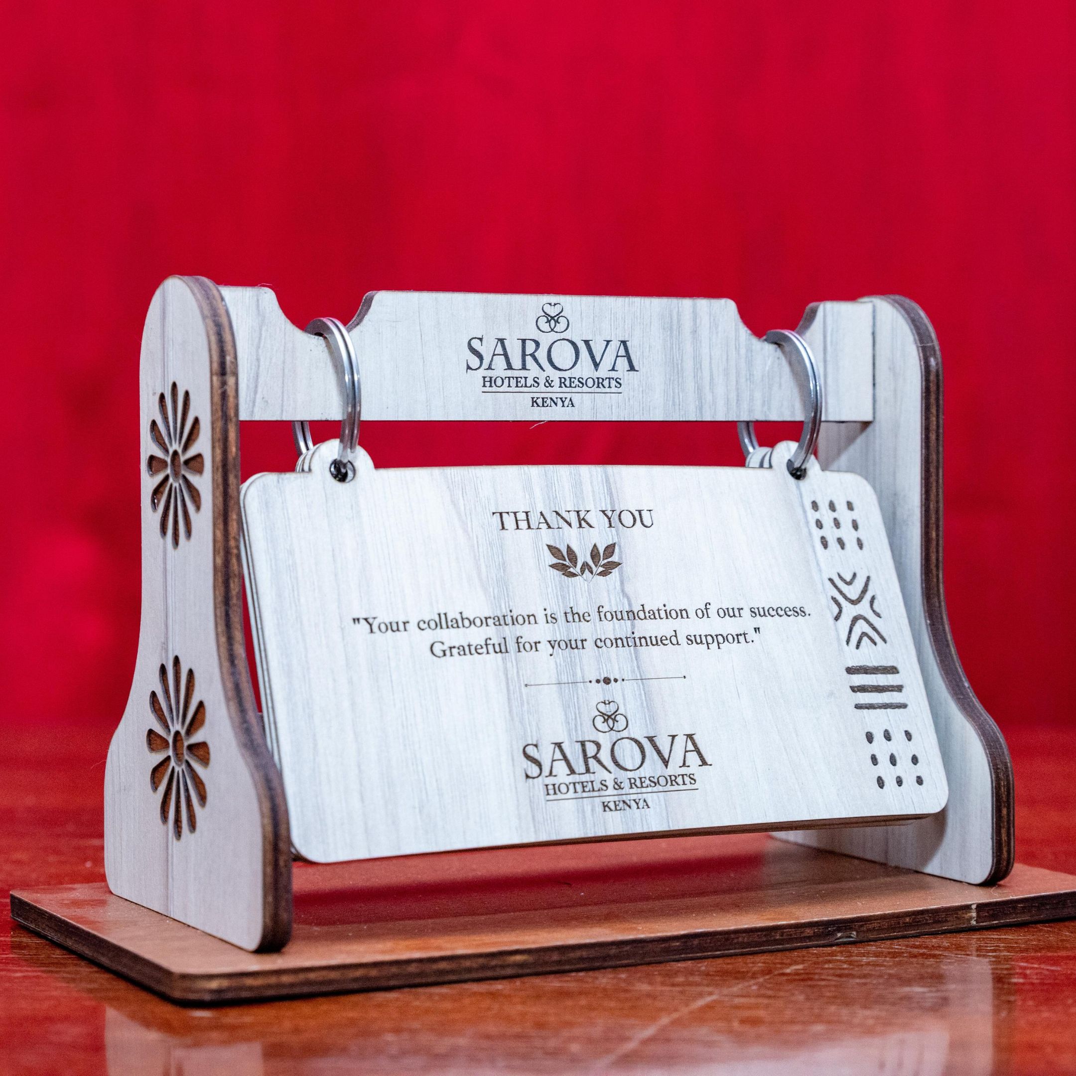Sarova Hotels corporate appreciation flip desk thank you gift