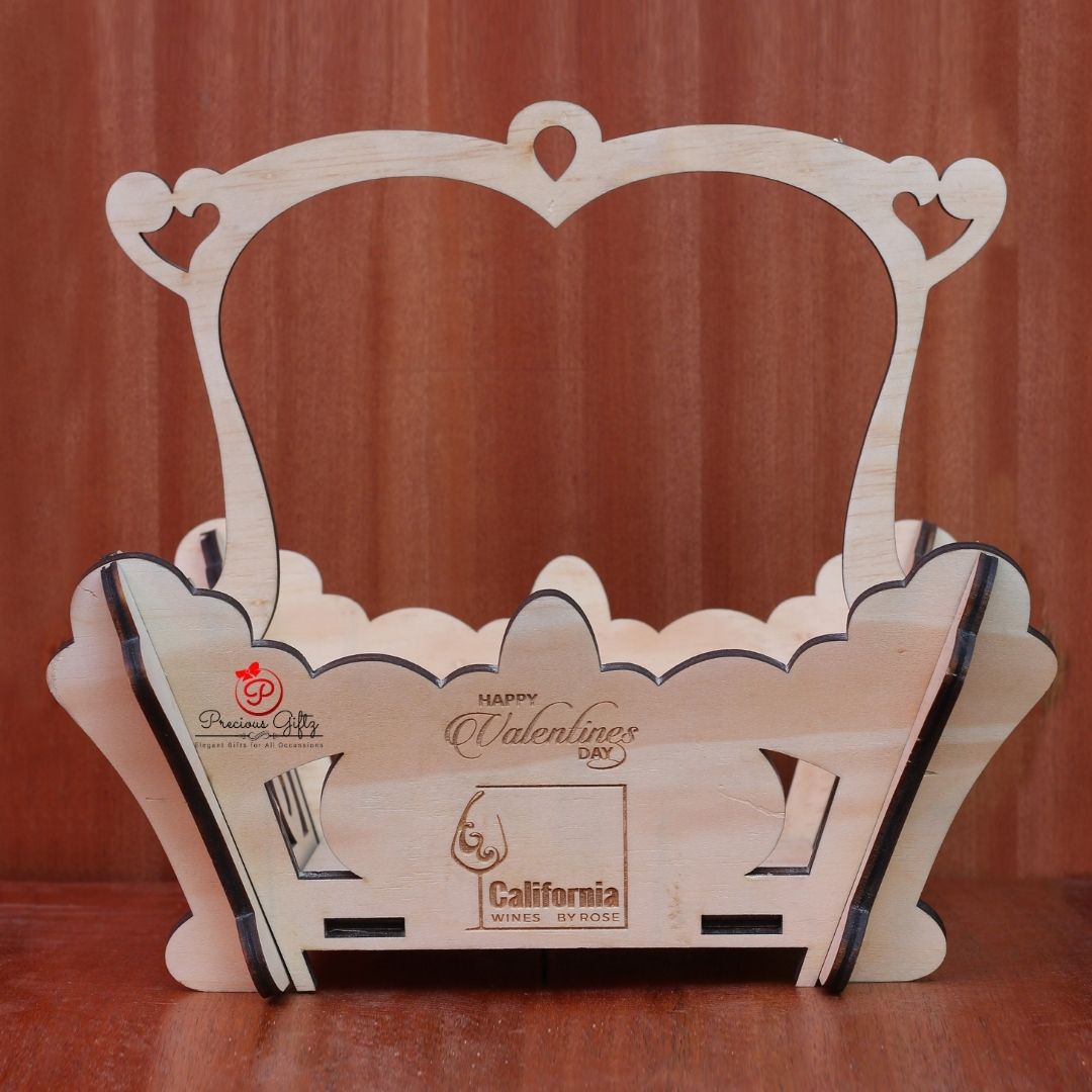 Precious Giftz heart-shaped laser-cut wooden gift basket