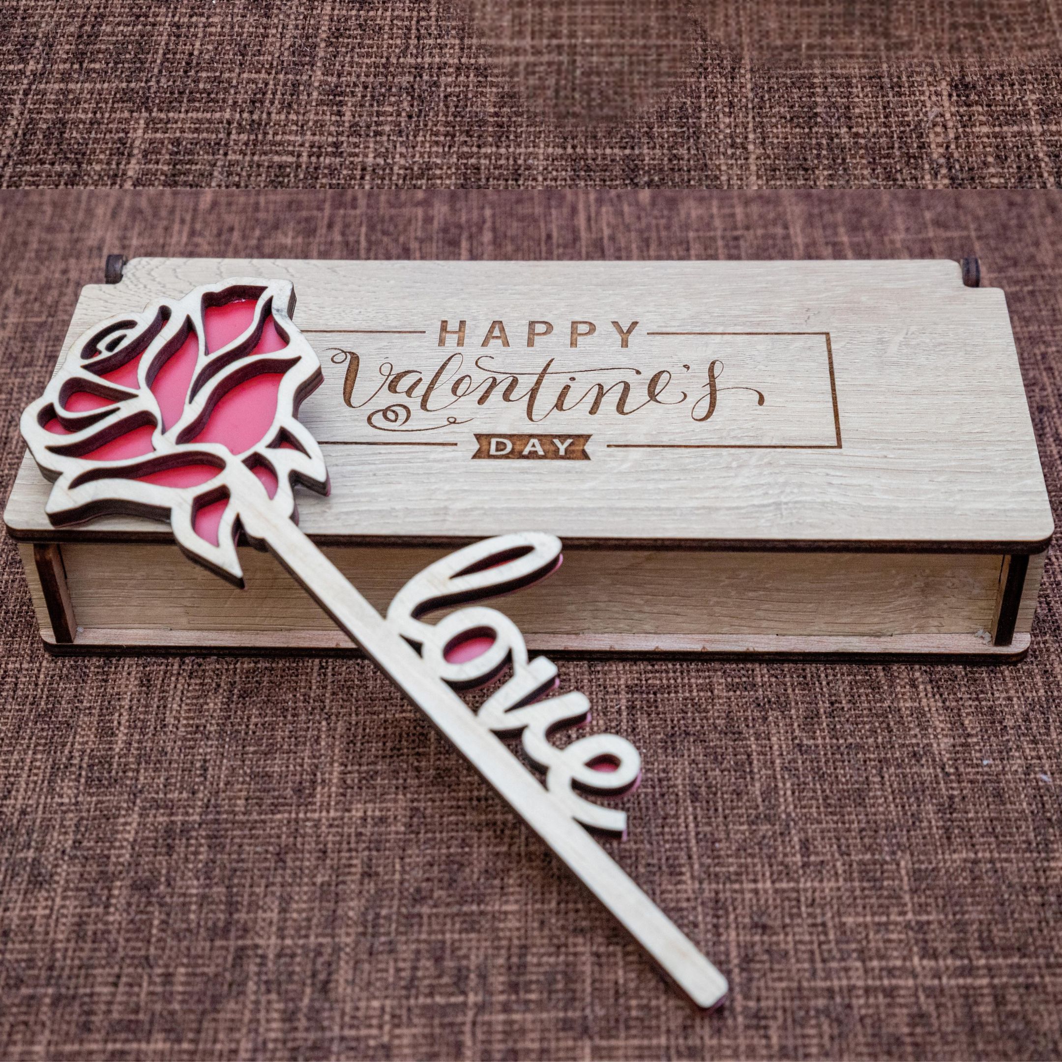 Love laser-cut wooden rose keepsake card