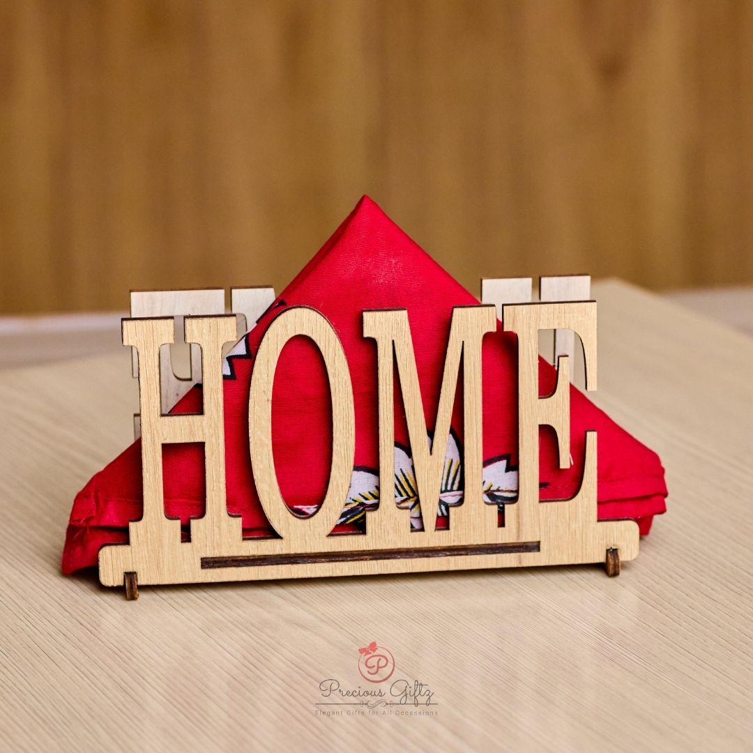 Precious Giftz laser-cut wooden HOME napkin holder