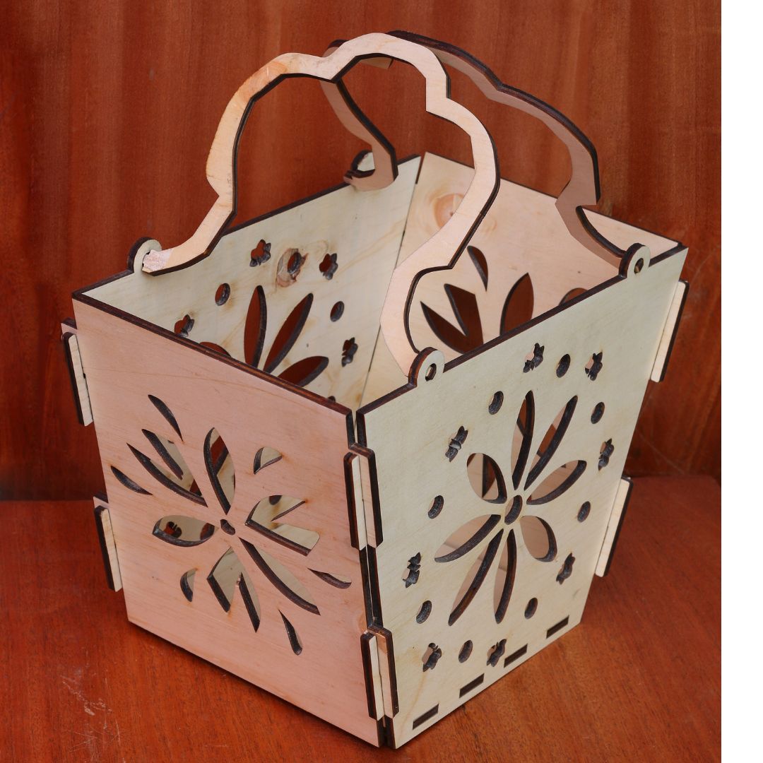 Precious Giftz laser-cut floral cutout gift basket