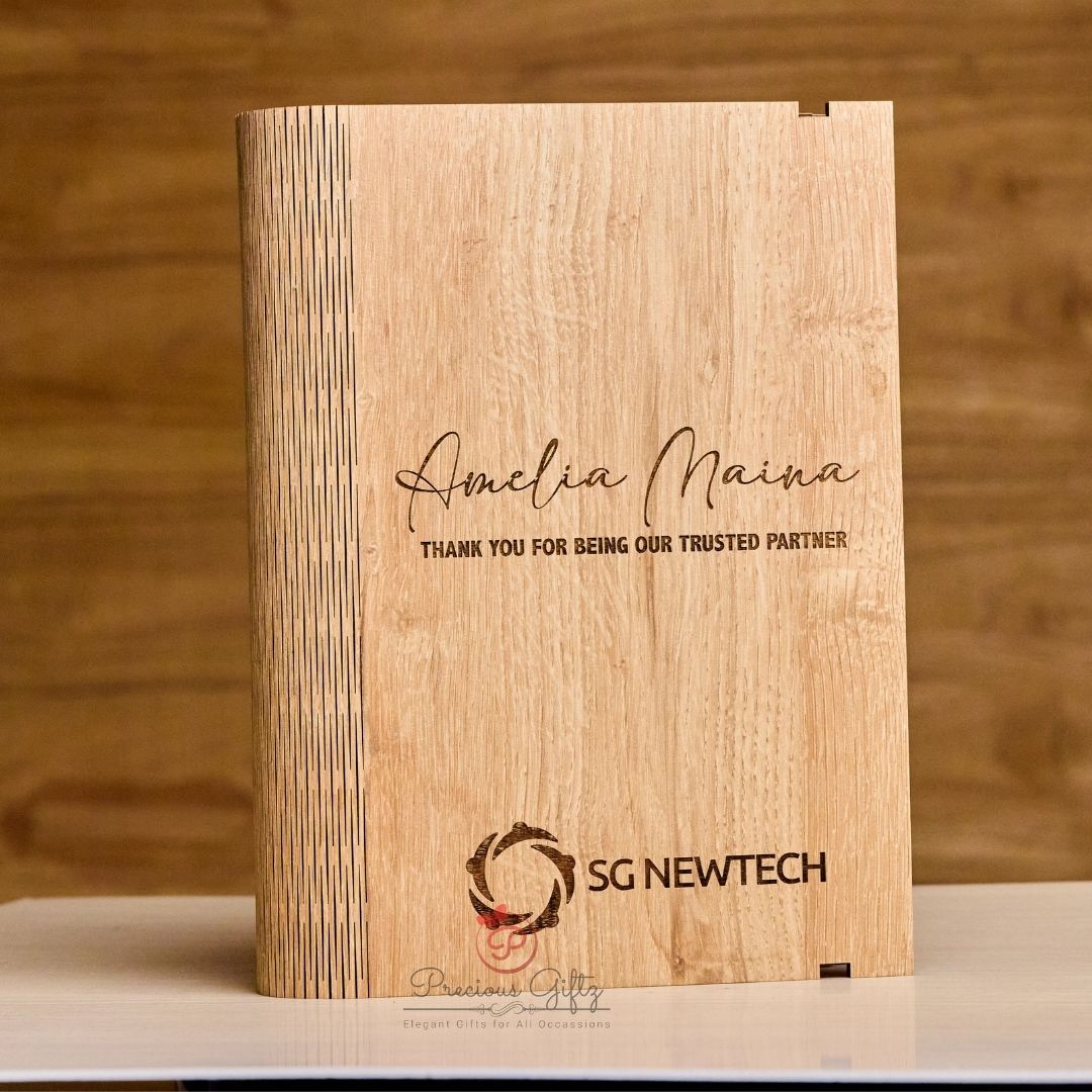Branded wooden booklet box, SG Newtech